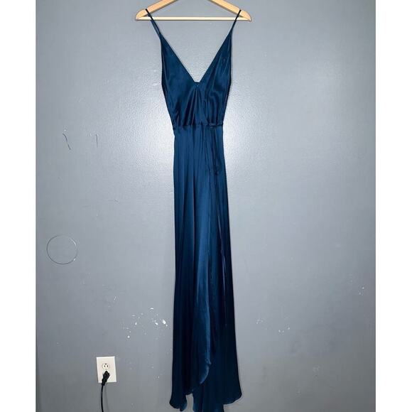 Yumi Kim Rush Hour 100% Silk Maxi Wrap Dress/Gown NWT in Ink Blue Size Small - Picture 3 of 9